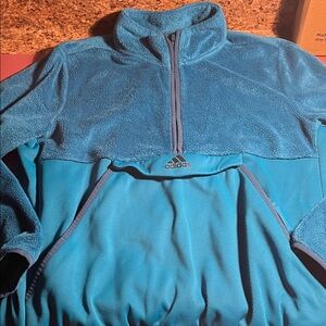 ❄️WOMENS Adidas Teal Fleece Half-Zip Pullover unisex